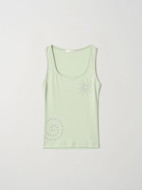 Sizing (W) 아수라 선라이즈 스터드 민소매 셔츠 (라임) A26SSTS55LM0F