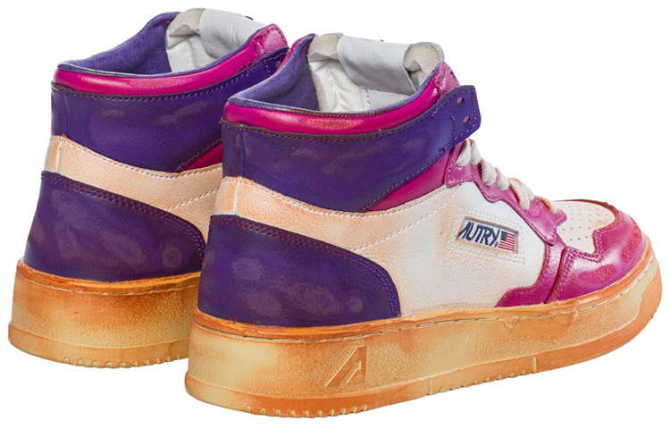 (W) AUTRY High-Top Leather Sneakers 'Distressed White Blue Pink' 圖 4