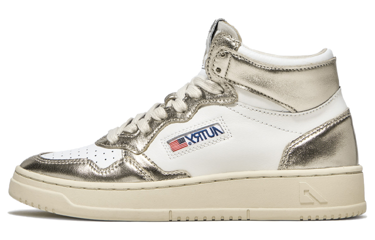 Buy (W) AUTRY High-Top Leder-Sneaker ''Weiß Gold'' AUMW-WB16