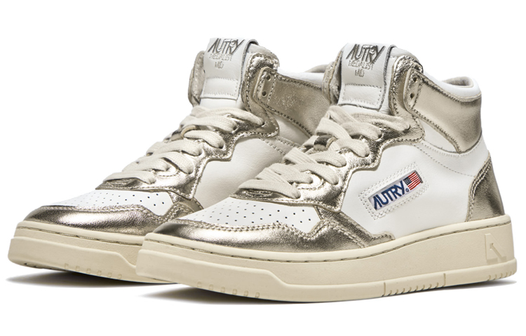 Order (W) AUTRY High-Top Leder-Sneaker ''Weiß Gold'' AUMW-WB16