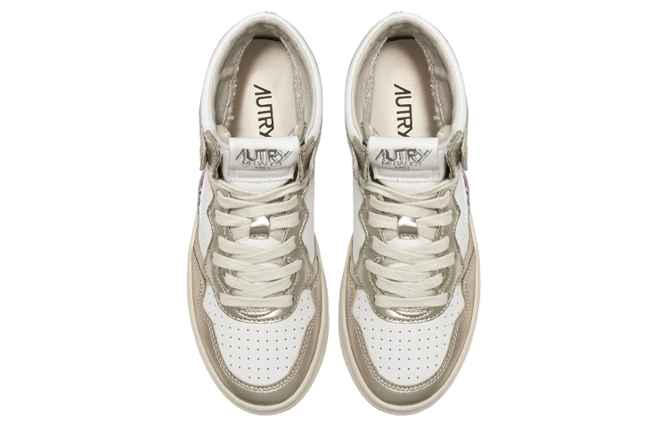 Lookbook (W) AUTRY High-Top Leder-Sneaker ''Weiß Gold'' AUMW-WB16
