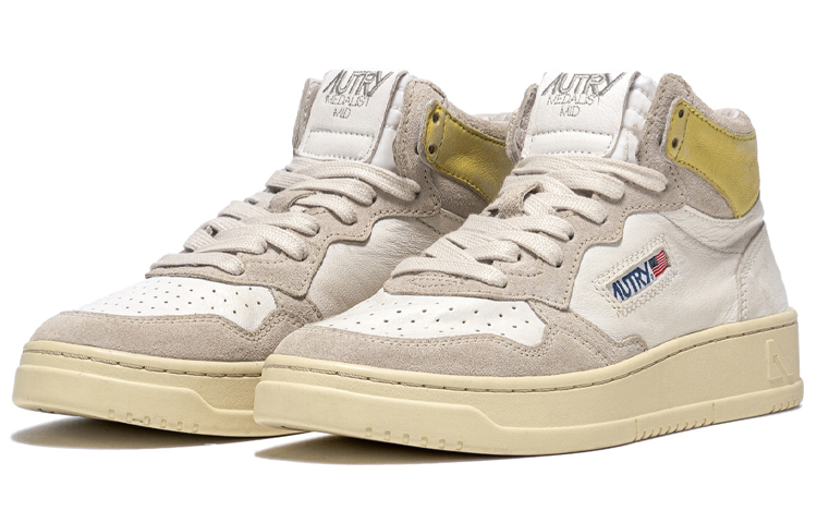 Order (W) オートリー ハイカットレザースニーカー (白/黄) AUMW-GS01