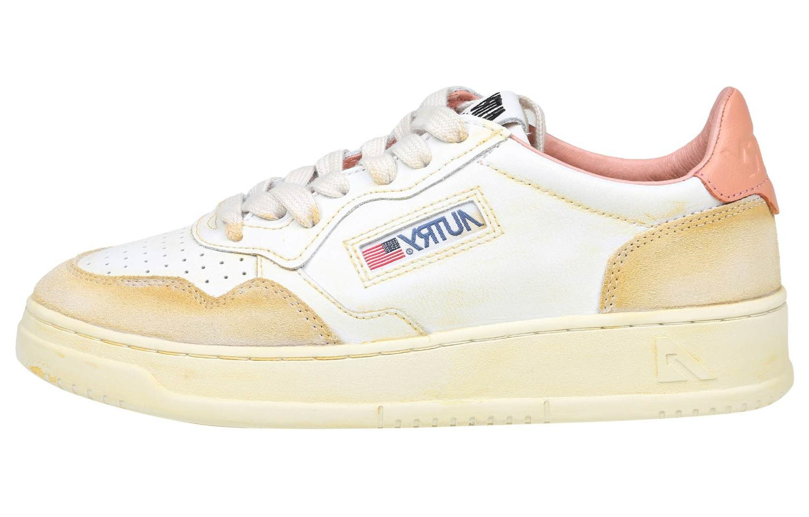 (W) AUTRY Leather Fashion Sneakers 'Distressed White Pink'
