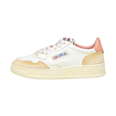 (W) AUTRY Leather Fashion Sneakers 'Distressed White Pink'