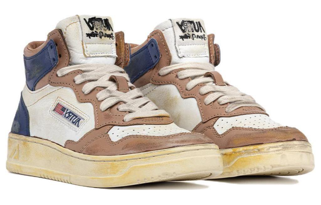 Lookbook AUTRY 皮革 圓頭穿孔 高幫 板鞋 女款 白棕色