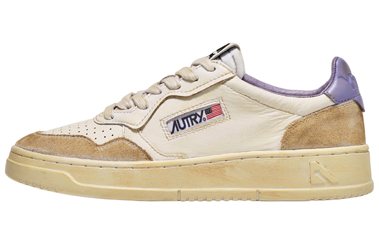 (Women) AUTRY Medalist Super Vintage Leather Low Sneakers 'White Black Tan Purple' AVLW-YL04
