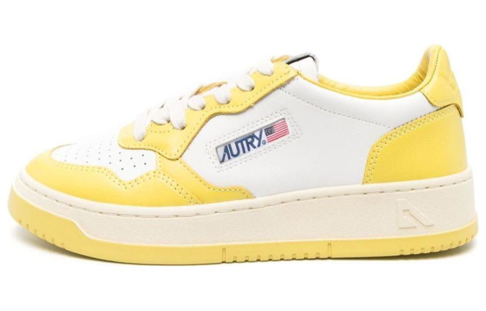 (W) AUTRY Low-Top Lace-Up Sneakers 'Calfskin Yellow White'