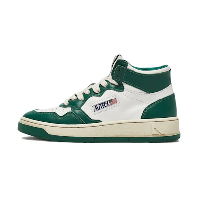 (W) AUTRY Medalist Mid Leather Sneakers Two-Toned 'White Green'
