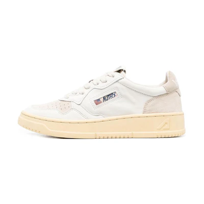 (W) AUTRY Medalist Leather and Suede 'White Sand'