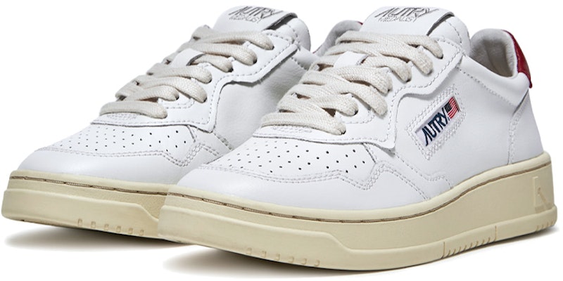 (Women) AUTRY Medalist Leather Low 'White Bordeaux' AULW-LL43 Order (Women) AUTRY Medalist Leather Low 'White Bordeaux' AULW-LL43