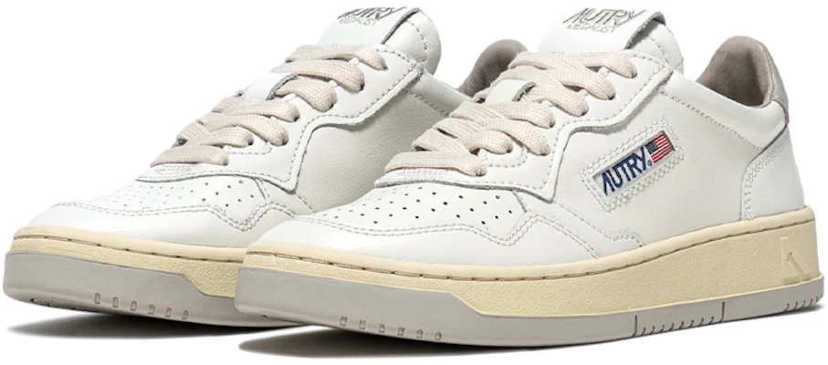 (Women) AUTRY Medalist Leather Low 'White Grey' AULW-BB50 Order (Women) AUTRY Medalist Leather Low 'White Grey' AULW-BB50