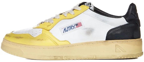 (Women) AUTRY Medalist Leather Low Super Vintage White Yellow Black AVLW-SV19 (Women) AUTRY Medalist Leather Low Super Vintage White Yellow Black AVLW-SV19