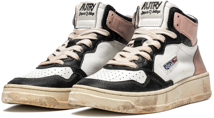 (Women) AUTRY Medalist Leather Mid Super Vintage White Pink Black AVMW-SV01 Order (Women) AUTRY Medalist Leather Mid Super Vintage White Pink Black AVMW-SV01
