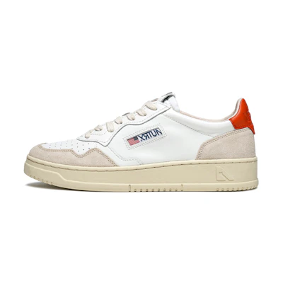 (W) AUTRY Medalist Leather Suede Low 'White Beige Orange'