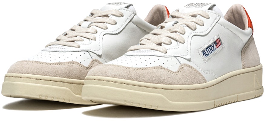 (Women) AUTRY Medalist Leather Suede Low 'White Beige Orange' AULW-LS45 Order (Women) AUTRY Medalist Leather Suede Low 'White Beige Orange' AULW-LS45