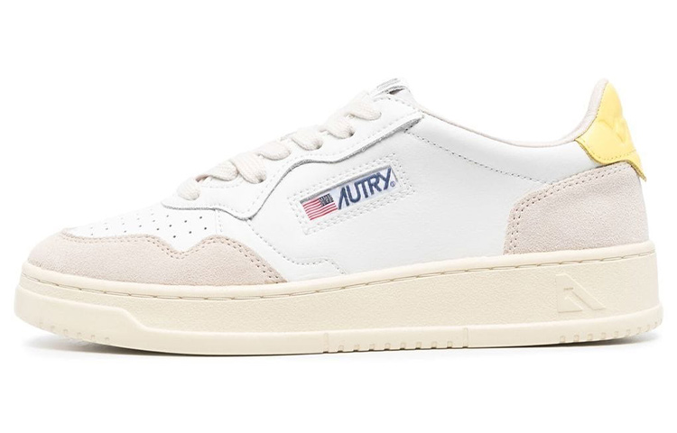 (Damen) AUTRY Medalist Low aus Leder und Wildleder „Weiß Beige Gelb“ AULW-LS54