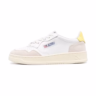 (W) AUTRY Medalist Low Leather and Suede 'White Beige Yellow'