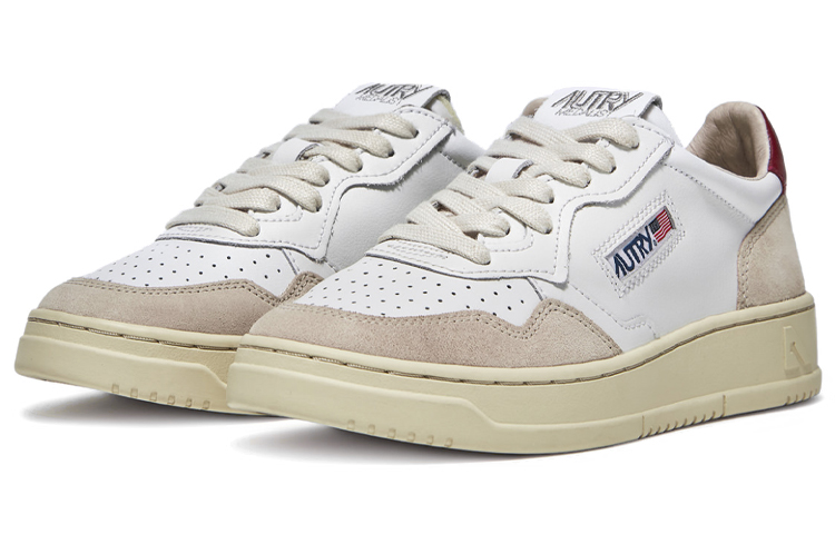 (W) AUTRY Medalist Low Leather and Suede 'White Beige Red' 圖 2