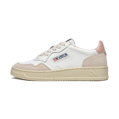 (W) AUTRY Medalist Low Leather Suede 'White Pink'