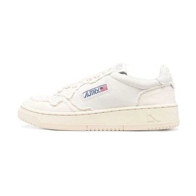 (W) AUTRY Medalist Low Soft Goatskin and Frayed Canvas 'White and Ivory White'