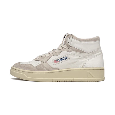 (W) AUTRY Medalist Mid Leather and Suede 'White'