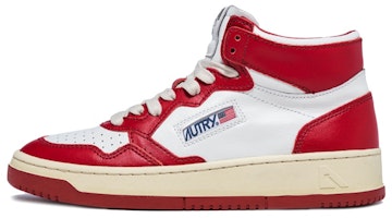 (Women) AUTRY Medalist Mid Leather Sneakers Two-Toned 'White Red' AUMW-WB02 (Women) AUTRY Medalist Mid Leather Sneakers Two-Toned 'White Red' AUMW-WB02