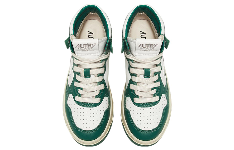 Shop (W) Sneakers Autry Medalist Mid in Pelle Bicolore ''Bianco Verde'' AUMW-WB03