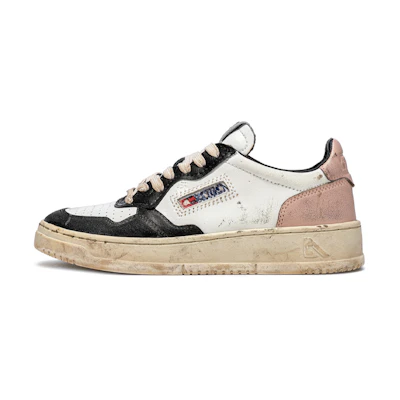 (W) AUTRY Medalist Super Vintage Leather Low Sneakers 'White Black Pink'