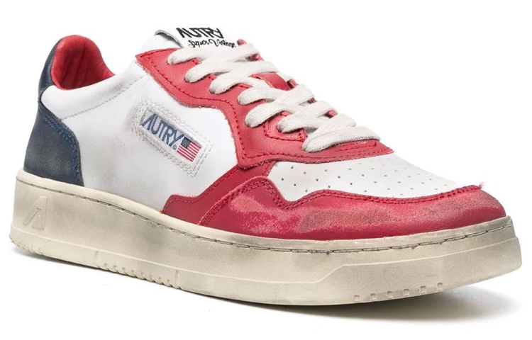 (W) AUTRY Medalist Super Vintage Leather Low Sneakers 'White Black Red' 圖 2
