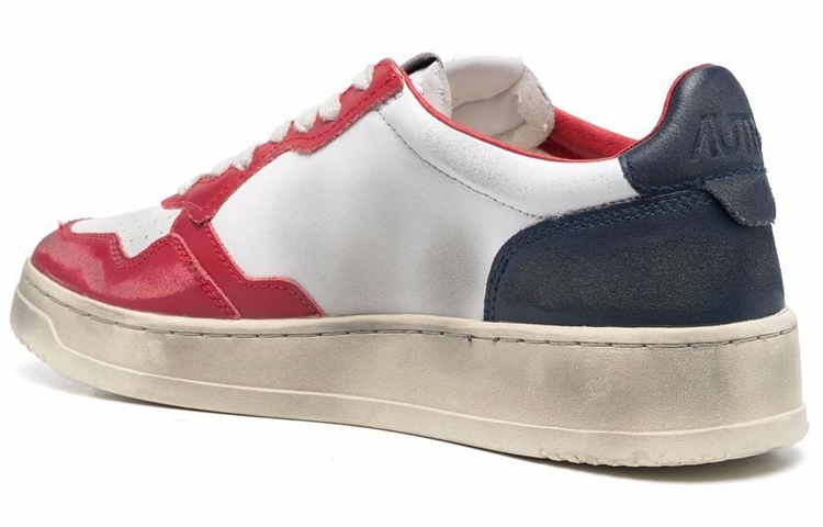 (W) AUTRY Medalist Super Vintage Leather Low Sneakers 'White Black Red' 圖 3
