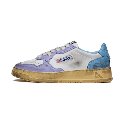 (W) AUTRY Medalist Super Vintage Low Leather Sneakers 'White Purple Blue'