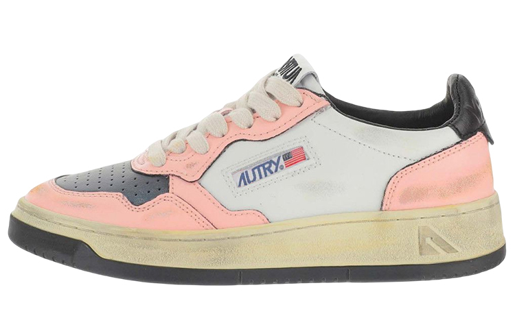(W) AUTRY Medalist Super Vintage Low Leather Sneakers 'White Pink Black'