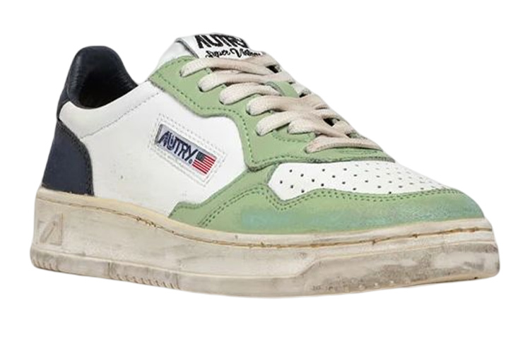 (W) AUTRY Medalist Super Vintage Low Leather Sneakers 'White Green Teal' 圖 2