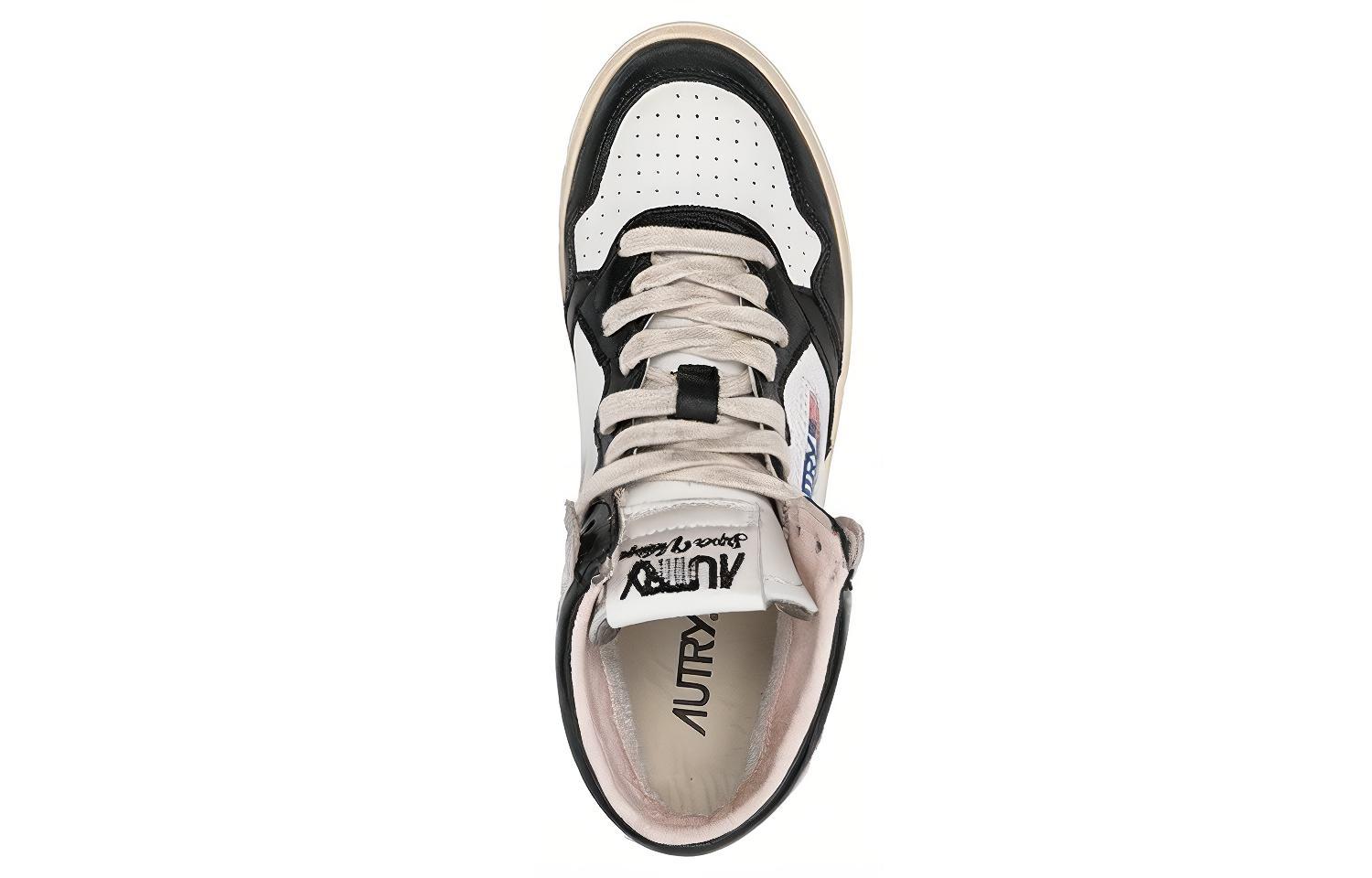 (W) AUTRY Mid-Top Leather 'White Black Silver Distressed' 圖 5