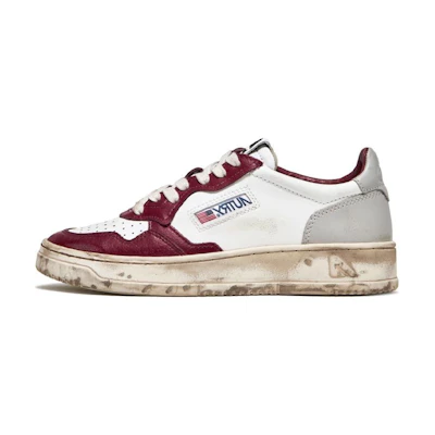 (W) AUTRY Medalist Low Super Vintage Sneakers 'White Grey Burgundy'