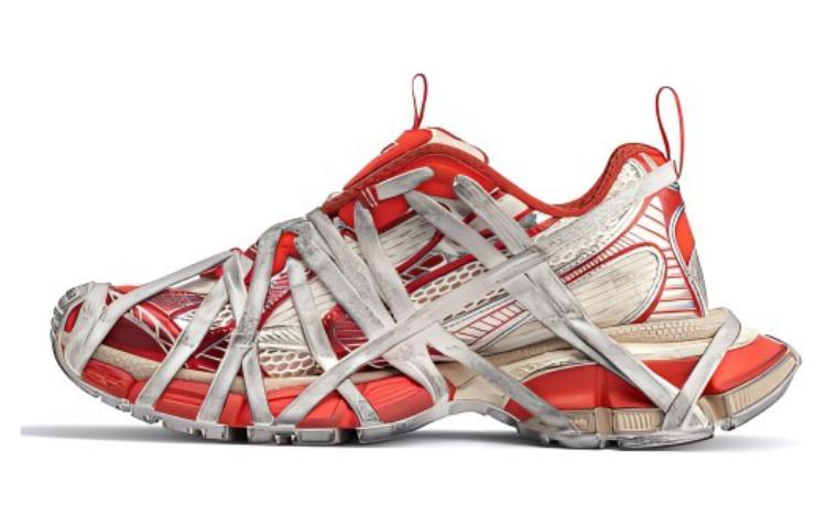 (W) Balenciaga 3XL Extreme Lace Sneakers Orange Beige