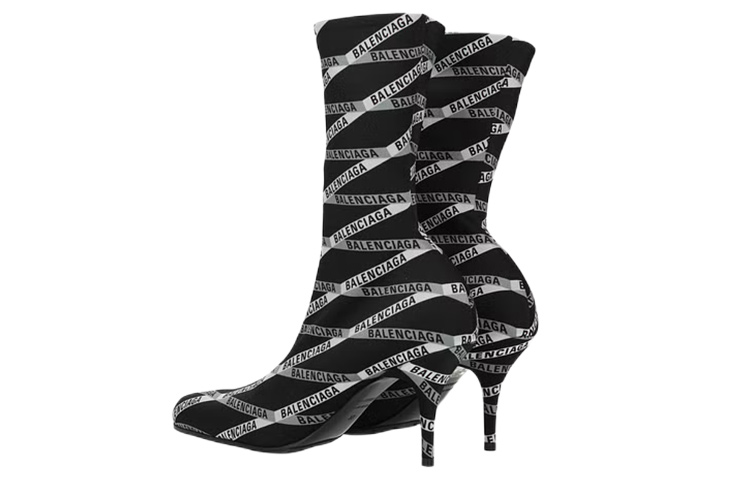 Lookbook (W) Botas Balenciaga 80mm Logo Monograma Spandex 'Negro' 549784W1P601264