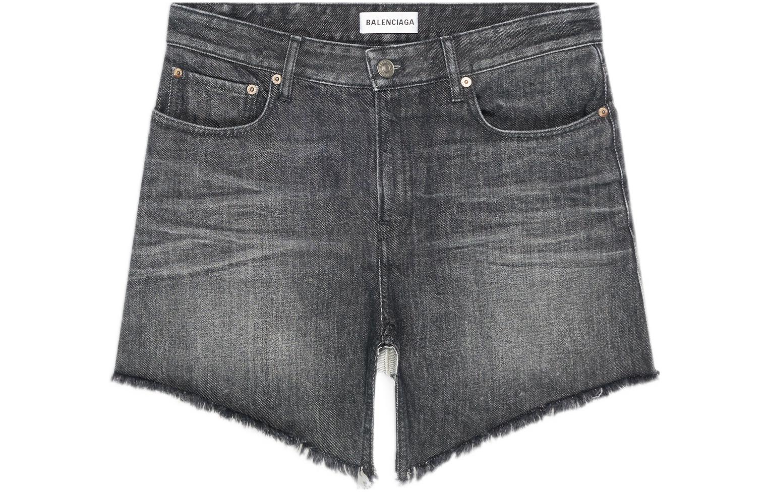 Order (W) 발렌시아가 비대칭 컷아웃 데님 블랙 미니 스커트. 704541TXE061070