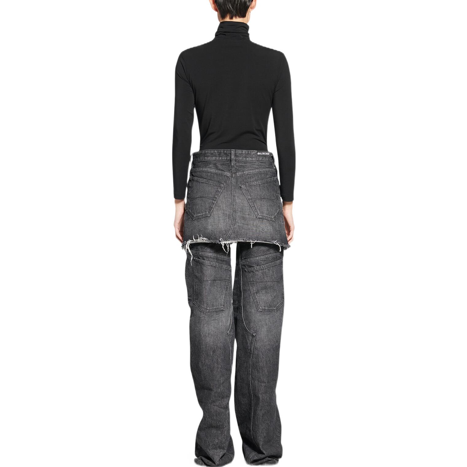 Purchase (W) 발렌시아가 비대칭 컷아웃 데님 블랙 미니 스커트. 704541TXE061070