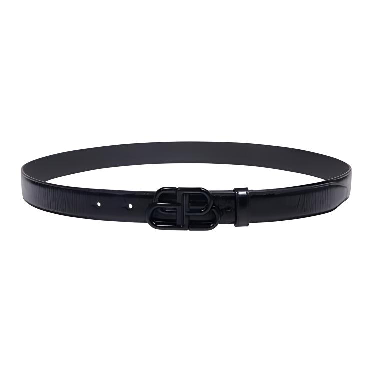 (Women) Balenciaga  BB Logo Calfskin Leather Belt Black 2.5cm 5816902AA7D1000BLACK