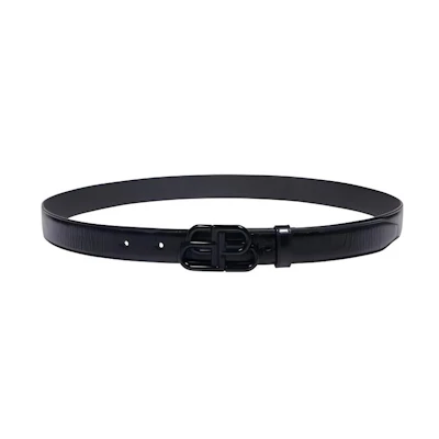 (Women) Balenciaga BB Logo Calfskin Leather Belt Black 2.5cm 5816902AA7D1000BLACK