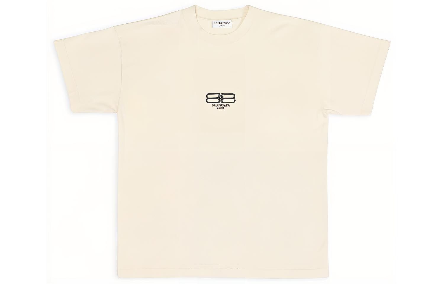(Women) Balenciaga  Beige Embroidered Logo Oversized T-Shirt FW22. 612965TMVG79069 圖 2