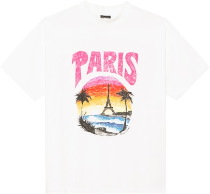 (Women) Balenciaga Beige Graphic Letter Beach Print T-Shirt Regular Fit. 764235TPVL99601 Buy (Women) Balenciaga Beige Graphic Letter Beach Print T-Shirt Regular Fit. 764235TPVL99601