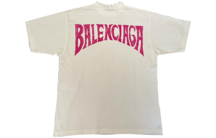 Lookbook (Women) Balenciaga  Beige Graphic Letter Beach Print T-Shirt Regular Fit. 764235TPVL99601