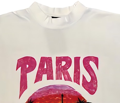 (Women) Balenciaga Beige Graphic Letter Beach Print T-Shirt Regular Fit. 764235TPVL99601 Shop (Women) Balenciaga Beige Graphic Letter Beach Print T-Shirt Regular Fit. 764235TPVL99601