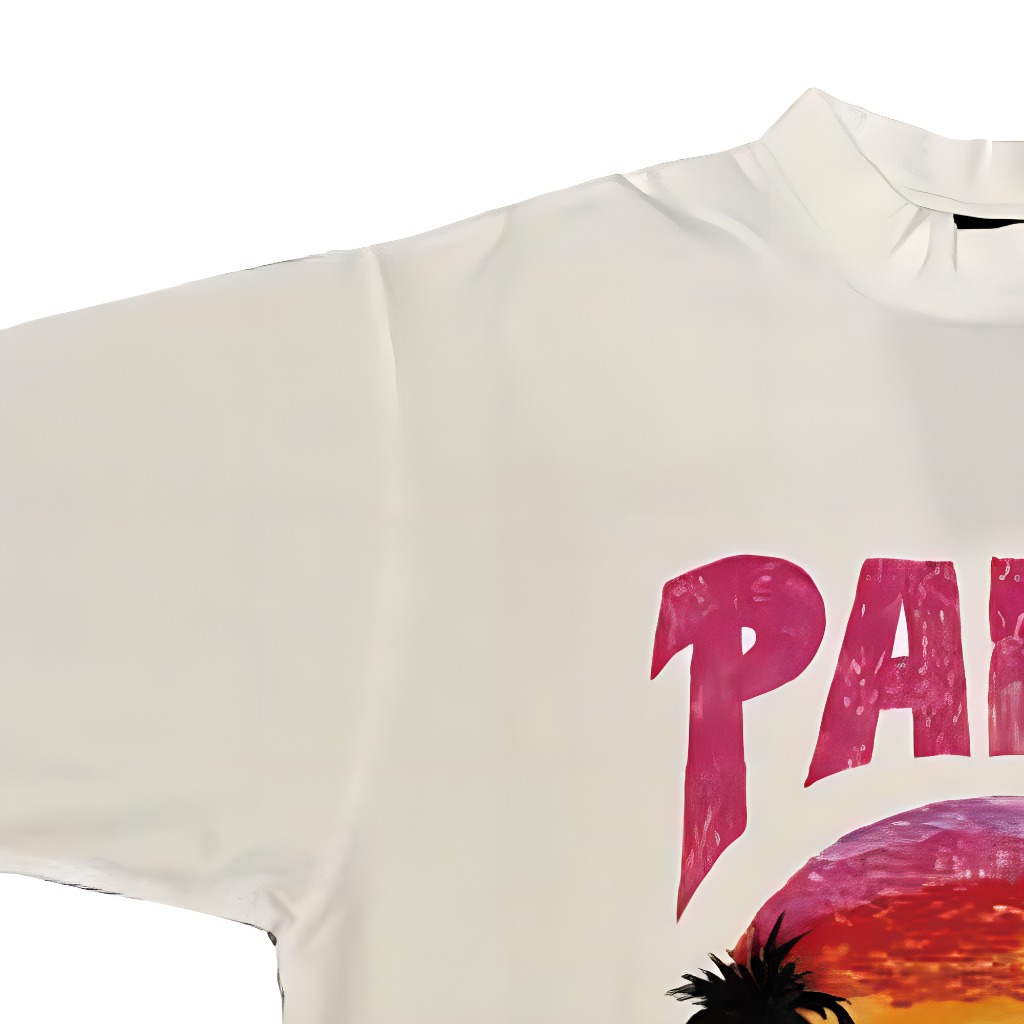 Purchase (Women) Balenciaga  Beige Graphic Letter Beach Print T-Shirt Regular Fit. 764235TPVL99601