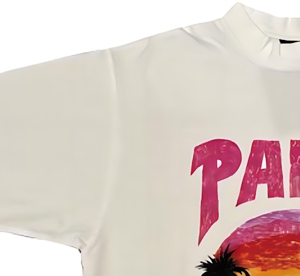 (Women) Balenciaga Beige Graphic Letter Beach Print T-Shirt Regular Fit. 764235TPVL99601 Purchase (Women) Balenciaga Beige Graphic Letter Beach Print T-Shirt Regular Fit. 764235TPVL99601