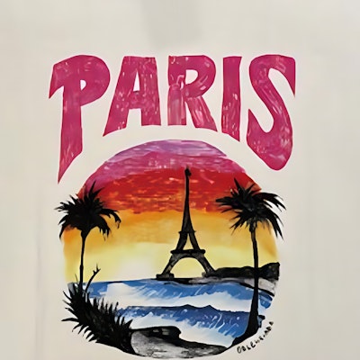 (Women) Balenciaga Beige Graphic Letter Beach Print T-Shirt Regular Fit. 764235TPVL99601 Sizing (Women) Balenciaga Beige Graphic Letter Beach Print T-Shirt Regular Fit. 764235TPVL99601