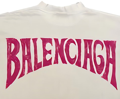 (Women) Balenciaga Beige Graphic Letter Beach Print T-Shirt Regular Fit. 764235TPVL99601 Cheap (Women) Balenciaga Beige Graphic Letter Beach Print T-Shirt Regular Fit. 764235TPVL99601