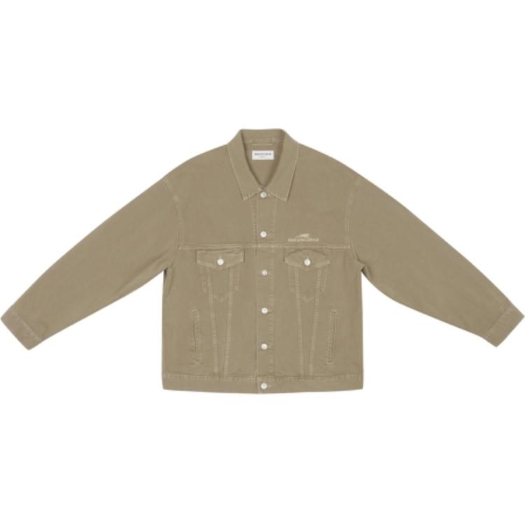 (Women) Balenciaga  Beige Oversized Single-Breasted Denim Jacket with Pockets. 681804TJW940260